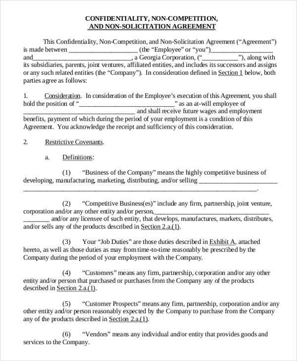10+ Vendor Non Compete Agreement Template Free Sample, Example 