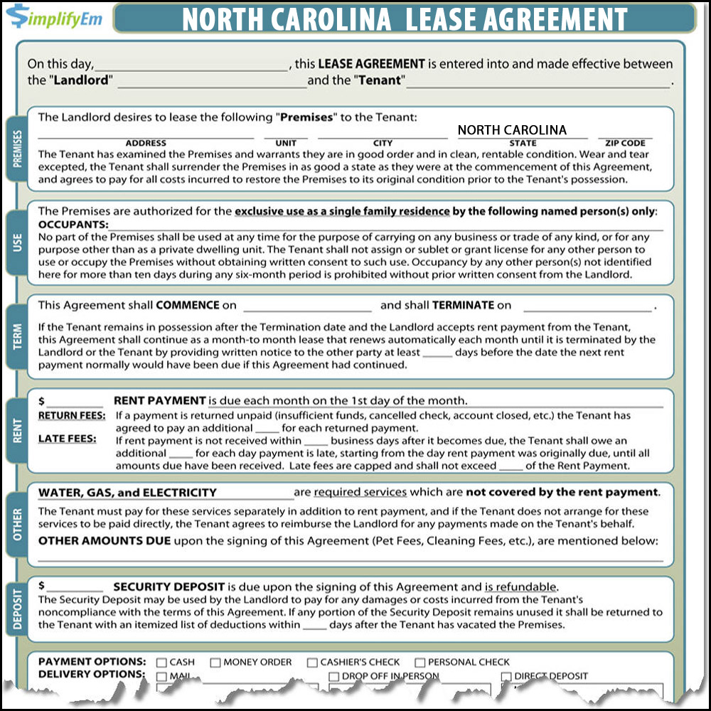 North Carolina Lease Agreement