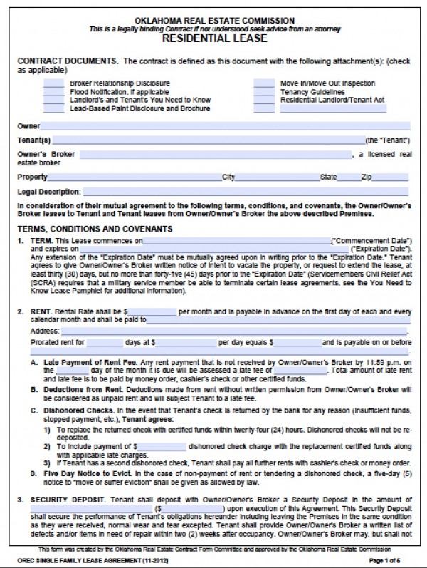 Oklahoma Lease Agreement Word Document Fill Online, Printable 