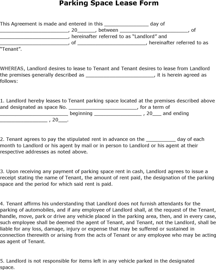 PARKING SPACE LEASE AGREEMENT This Agreement is made and entered 