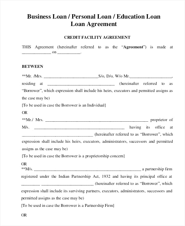 Loan Agreement Template Word Doc Schreibercrimewatch.org