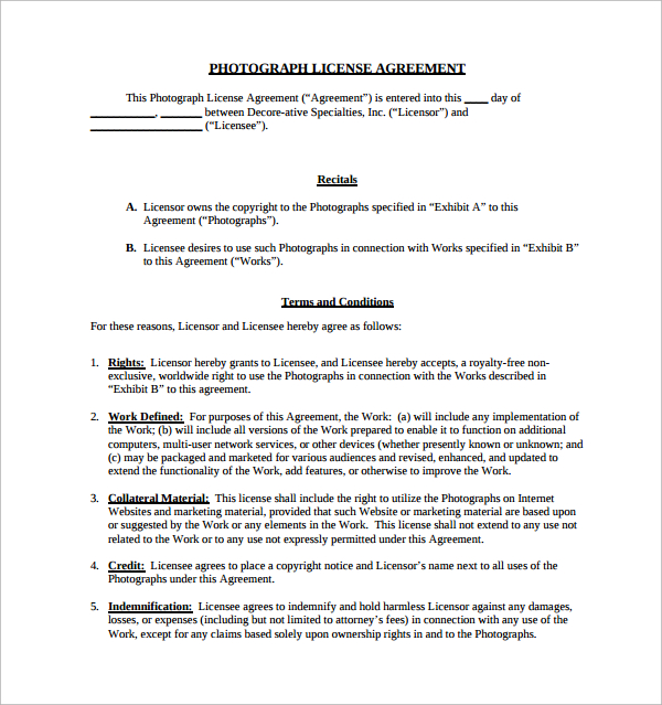 photography license agreement template photography license 