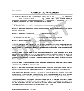 Postnuptial Agreement | Create a Free Postnup | LegalTemplates