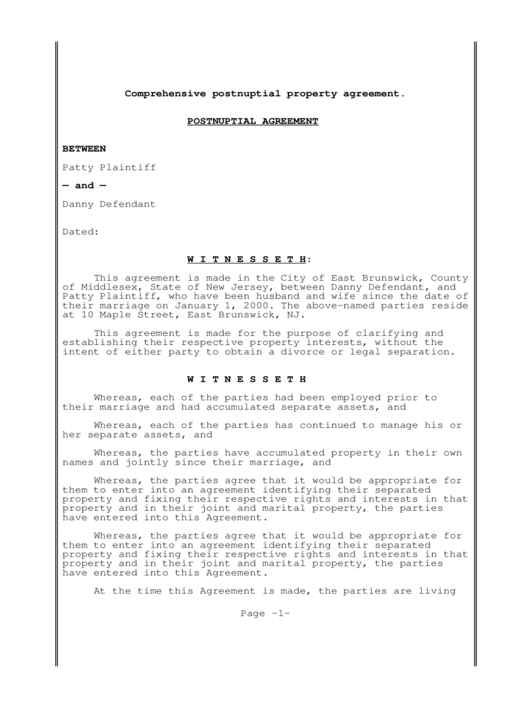 Postnuptial Agreement Form 3 Free Templates in PDF, Word, Excel 