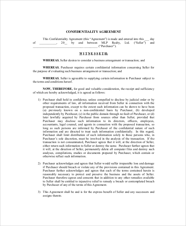 9+ Real Estate Confidentiality Agreement Templates – Free Sample 