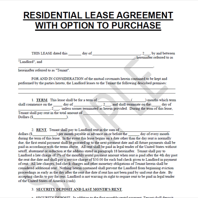 Lease To Purchase Option Agreement Metierlink.com