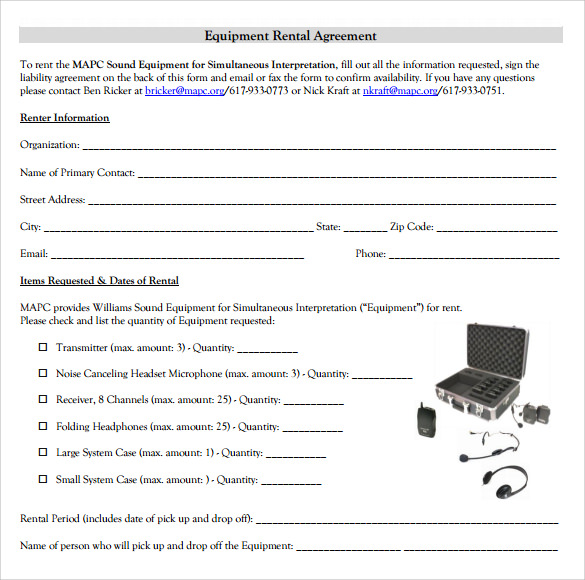simple equipment rental agreement template free Akba.katadhin.co
