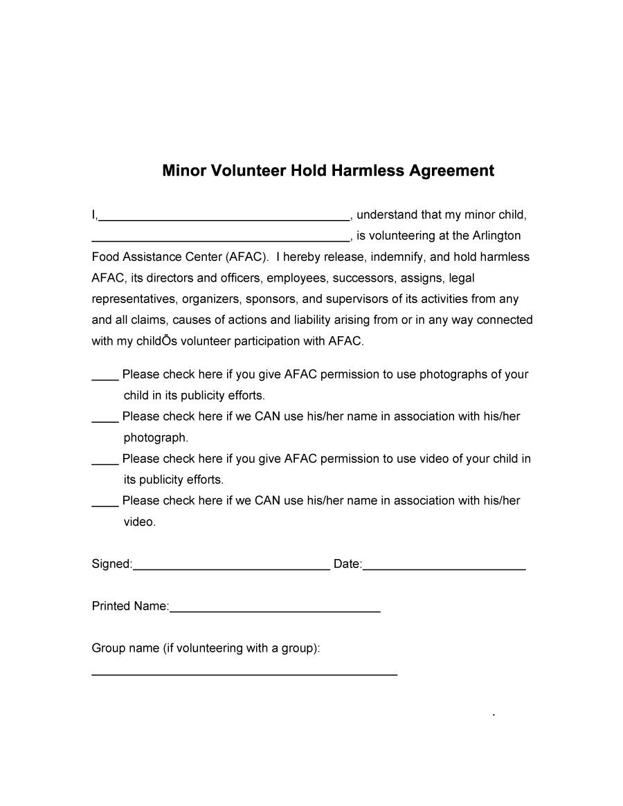 9 Hold Harmless Agreement Templates Free Sample Example Format 