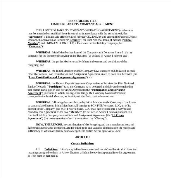 11+ Operating Agreement Templates – Sample, Example, Format 