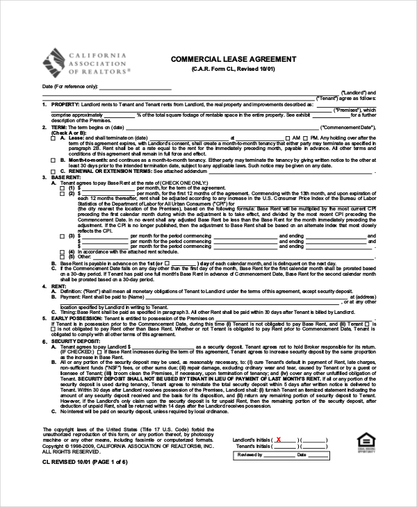 Commercial Lease Agreement 10+ Free PDF, Word Documents Download 