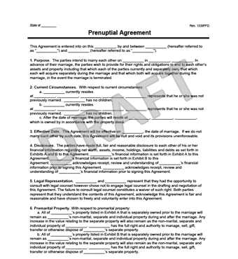 prenuptial agreement form template
