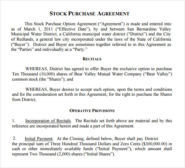 11 Stock Purchase Agreement Templates to Download | Sample Templates