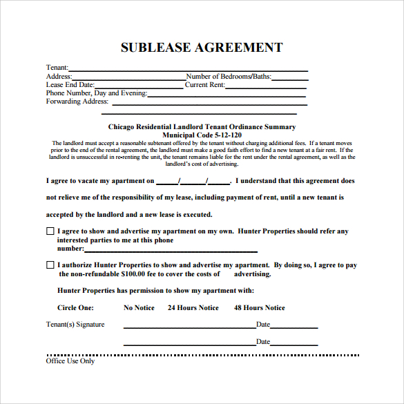 free sublease agreement templates residential sublease agreement 
