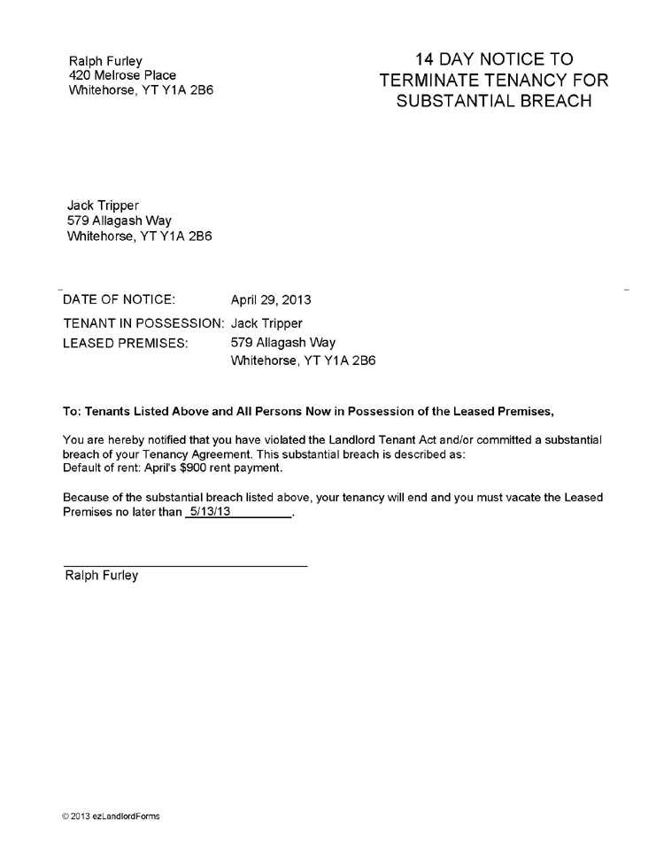 end of tenancy agreement letter from landlord template termination 