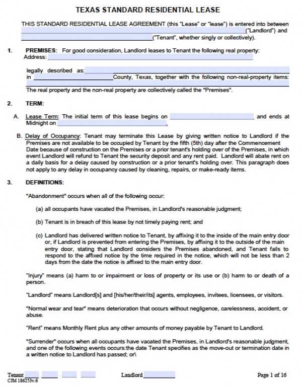 lease agreement word template rental agreement template doc texas 