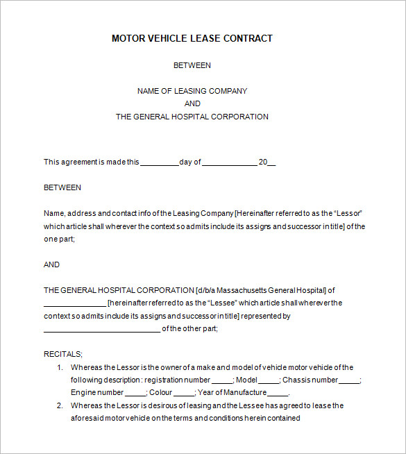 Car Lease Agreement Template Free Nankosoul.com
