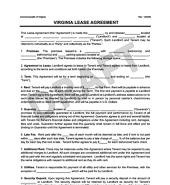 Virginia Residential Lease/Rental Agreement | Create & Download